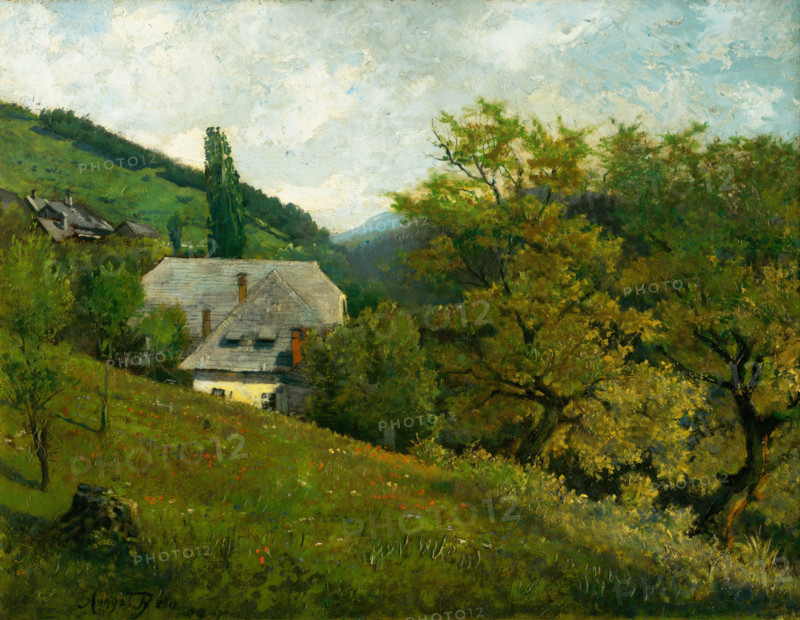 Landscape near Kremnica, 1894. Rural scene in Slovakia.