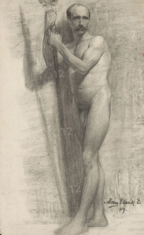 Study of a man leaning on a stick, 1909.