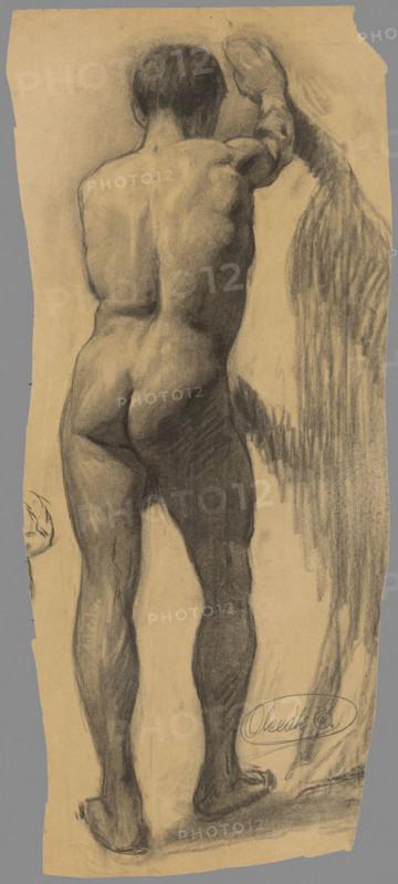Study of a man leaning on a wall, 1910-1920.
