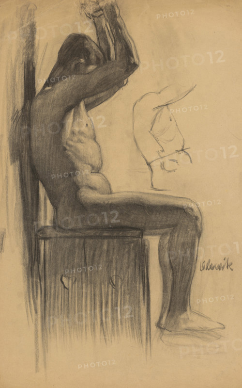 Study of a man sitting on a chair, 1910-1920.
