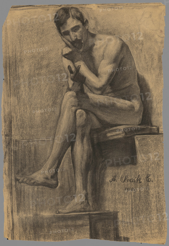Study of a seated man with a crossed leg, 1910.