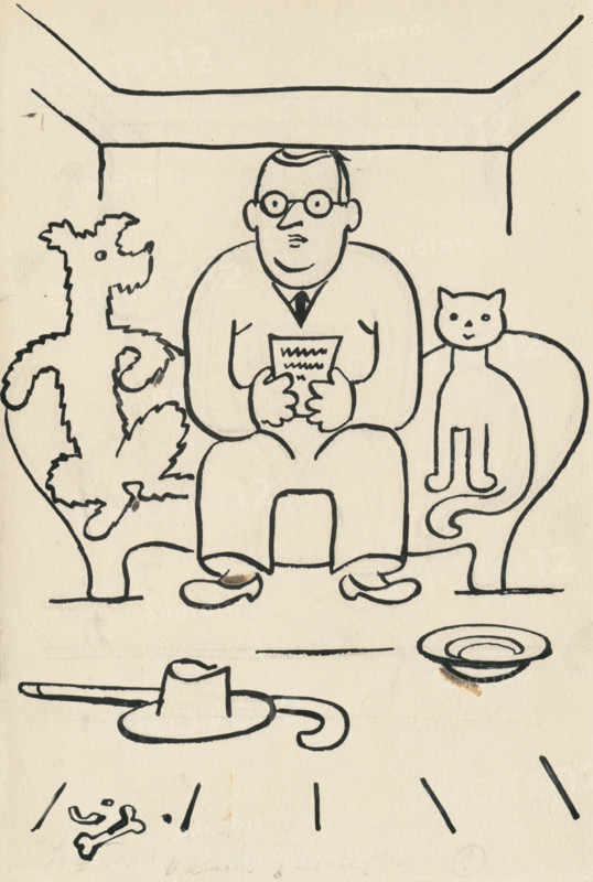 24. A story about a dog and a cat, around 1928. Additional Info: Illustrations for the book - Josef capek. Talking about a dog and a cat: how they farmed together and about all kinds of other things. [Prague] : Dr. O. storch-Marien, 1929.