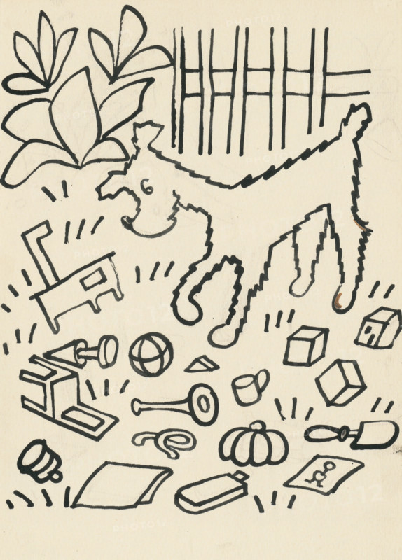 12. The Tale of the Dog and the Cat, around 1928. Additional Info: Illustrations for the book - Josef capek. Talking about a dog and a cat: how they farmed together and about all kinds of other things. [Prague] : Dr. O. storch-Marien, 1929.