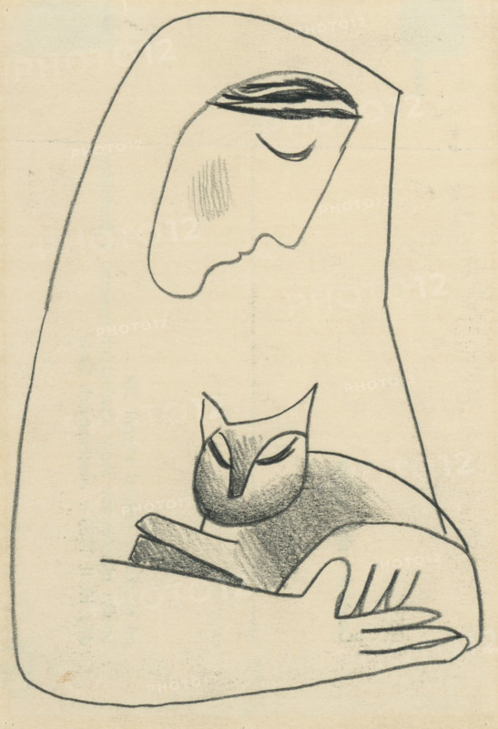 Girl with a cat in her arms, 1937-1938.