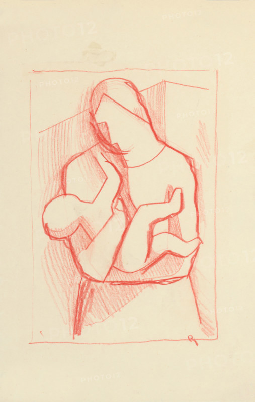 Mother with child in her arms, 1934-1936.