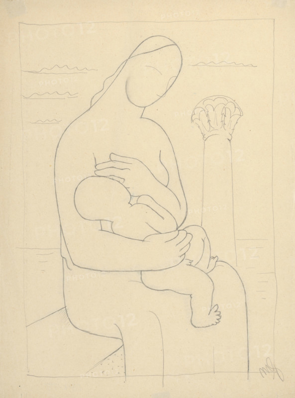 Mother with Corinthian column in the background, 1928-1932.