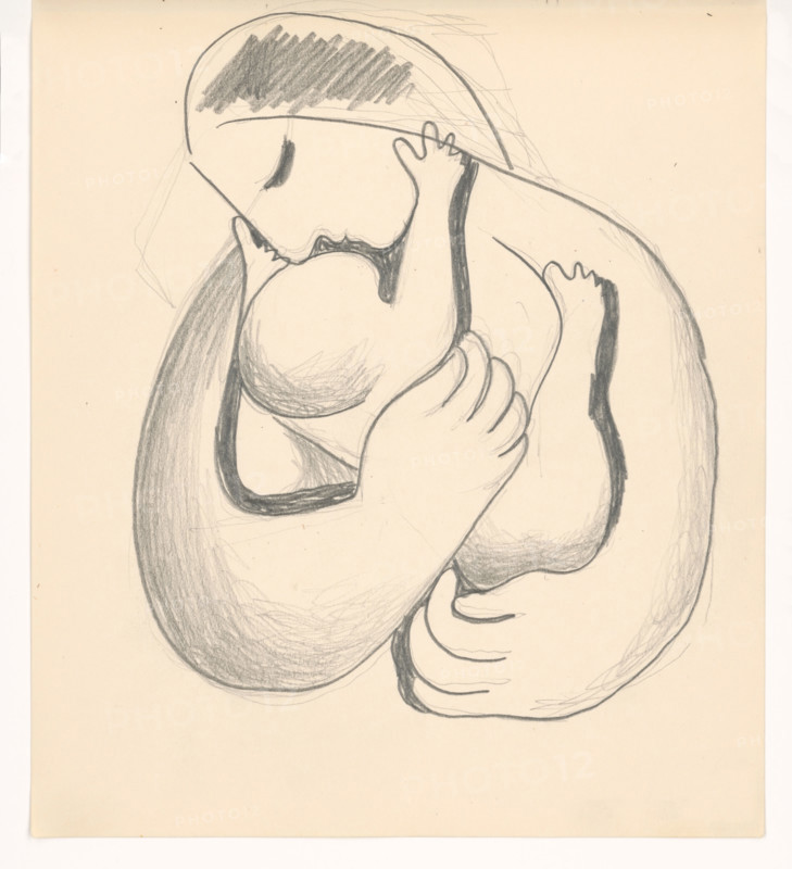 Mother with child in her arms, 1938.