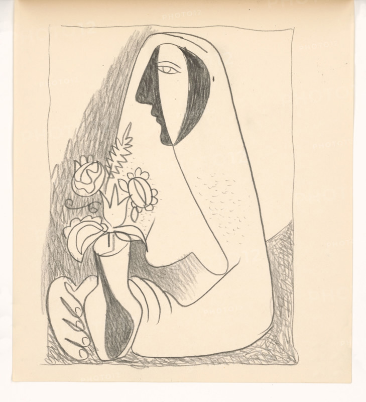 Woman with a bouquet in a vase, 1938.