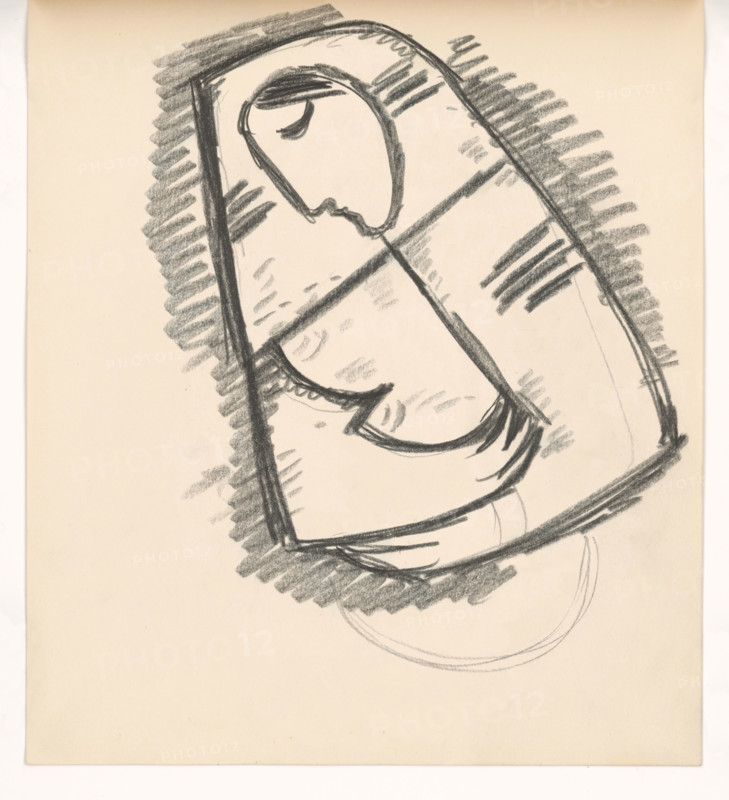 Study of a woman in a scarf composed on a diagonal, 1938.
