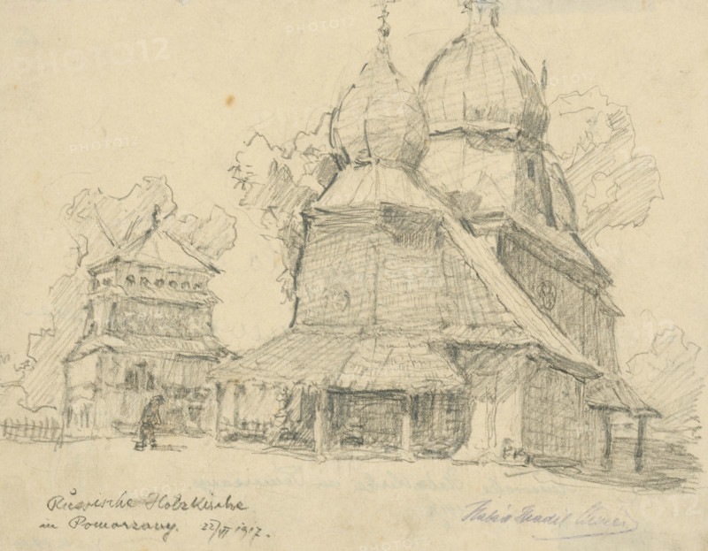 Russian Wooden Church, 1917.