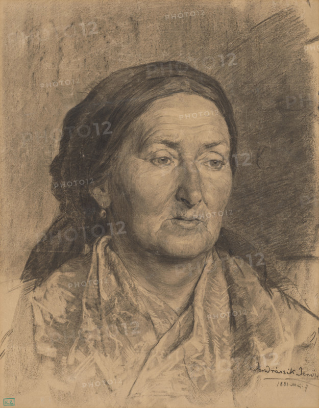 Portrait of an old woman in a scarf, 1881.