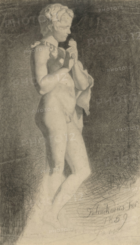 Study of a boy playing the flute, 1859.