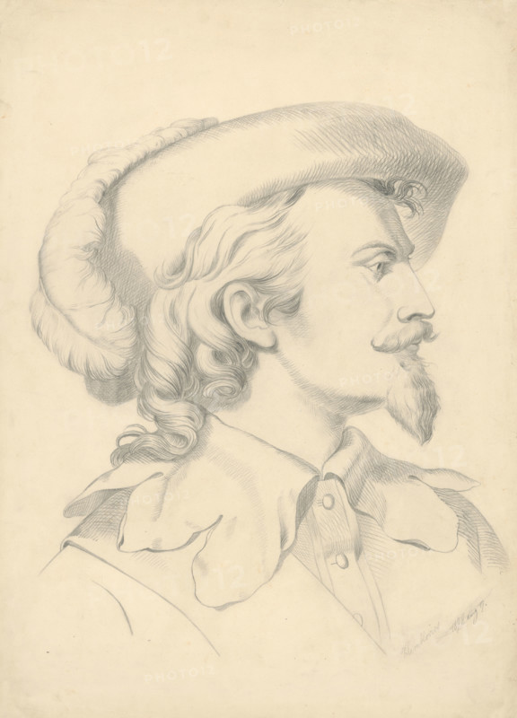 Man's head with a beard, 1877-1880.
