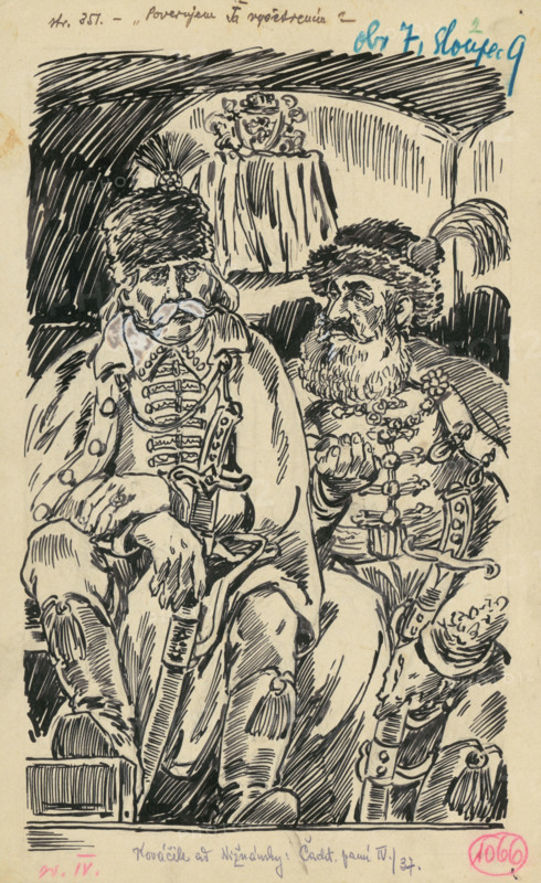 2.- Two Yeomen, 1936. Additional Info: Illustration for the book by J.Niznansky cachticka pani, published by L.Mazac, Prague 1936 - 10 illus.
