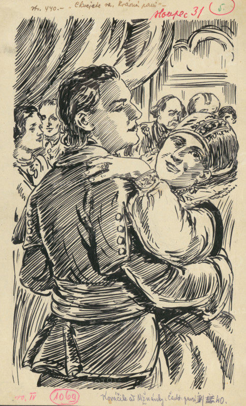 5.- In the dance, 1936. Additional Info: Illustration for the book by J.Niznansky cachticka pani, published by L.Mazac, Prague 1936 - 10 illus.