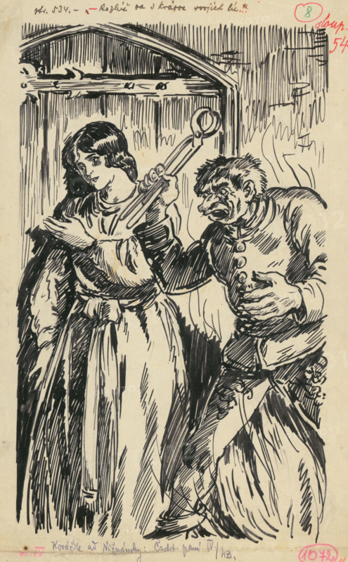 8.- Deva and Ficko, 1936. Additional Info: Illustration for the book cachticka pani by J.Niznansky, published by L.Mazac, Prague 1936 - 10 illus.