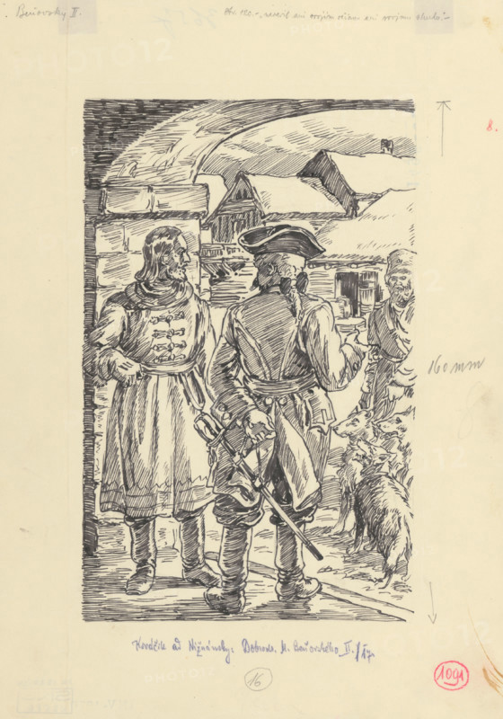 24.- He couldn't believe his eyes or his ears, 1953. Additional Info: Illustration for the novel by J.Niznansky The Adventures of Moric Benovsky, published by L.Mazac, Prague 1953 - 32 illus.