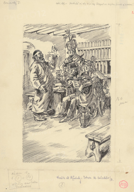 26.- You deserve to have a chat with gentlemen once in your life, 1953. Additional Info: Illustration for the novel by J.Niznansky The Adventures of Moric Benovsky, published by L.Mazac, Prague 1953 - 32 illus.