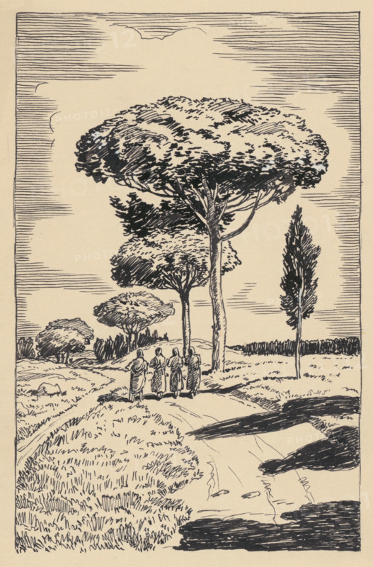 Soteris, 1920-1930. Additional Info: Illustration for the novel Soteris about the persecution of Christians in Rome - year and place of publication unknown.