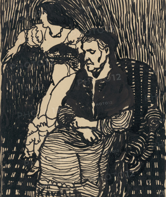Old woman and young girl, 1908-1912.