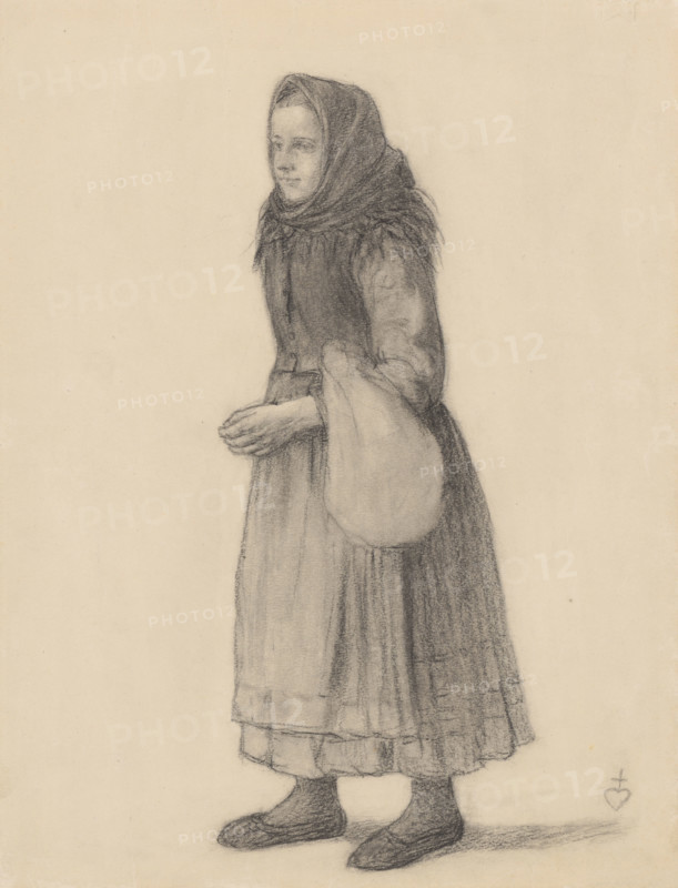 Girl with a backpack, around 1905.