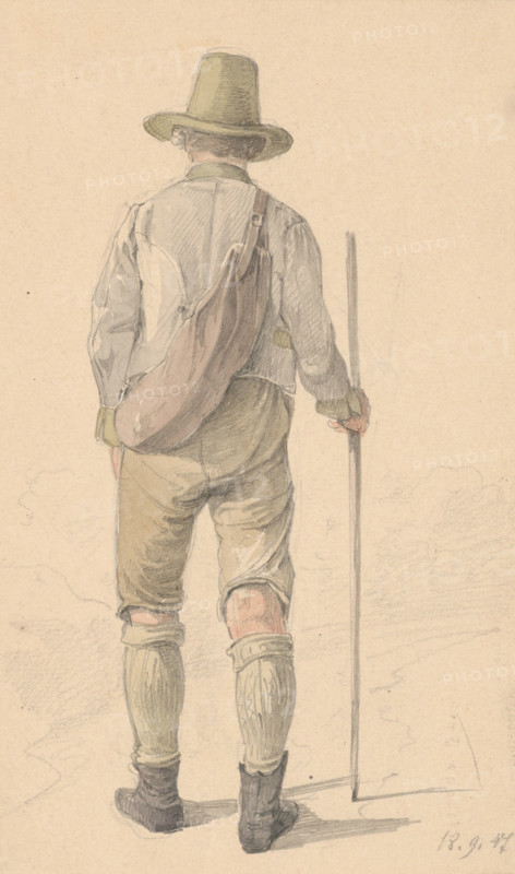 A walking man from the back, 1848.