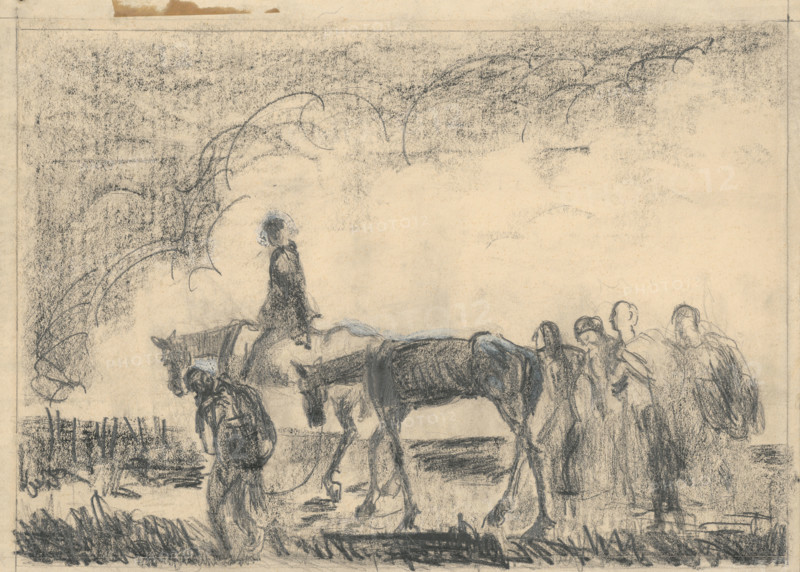 Study for the Lithograph Refugees, 1944.