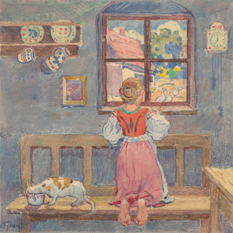 7.- The view from the room window, 1932. Additional Info: Illustrations for the book - August Horislav skultéty. Speeches. Bratislava : Viktor Sekey, [1932].