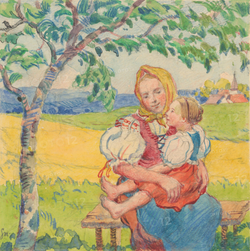 18.- In mommy's arms, 1932. Additional Info: Illustrations for the book - August Horislav skultéty. Speeches. Bratislava : Viktor Sekey, [1932].