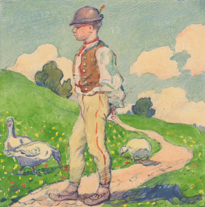 5.- Chasnik with geese, 1932. Additional Info: Illustrations for the book - August Horislav skultéty. Speeches. Bratislava : Viktor Sekey, [1932].