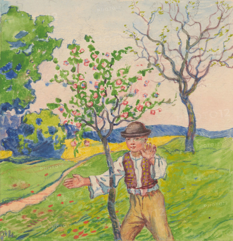 3.- A boy in a spring garden, 1932. Additional Info: Illustrations for the book - August Horislav skultéty. Speeches. Bratislava : Viktor Sekey, [1932].