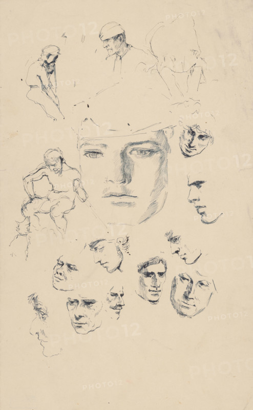 Studies of heads, 1880-1910.