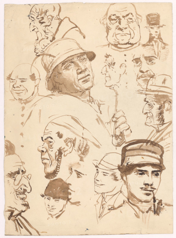 Study of male faces, 1880-1910.