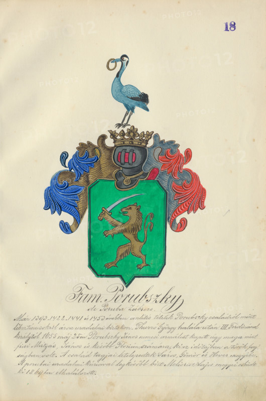 Coat of arms of the Porubska family, 1904-1910.   Additional Info: Adolf Medzihradsky's manuscript album arvamegyei nemesi csaladok cimerei 1755-1842 (Coats of arms of the gentry families of Orava County)
