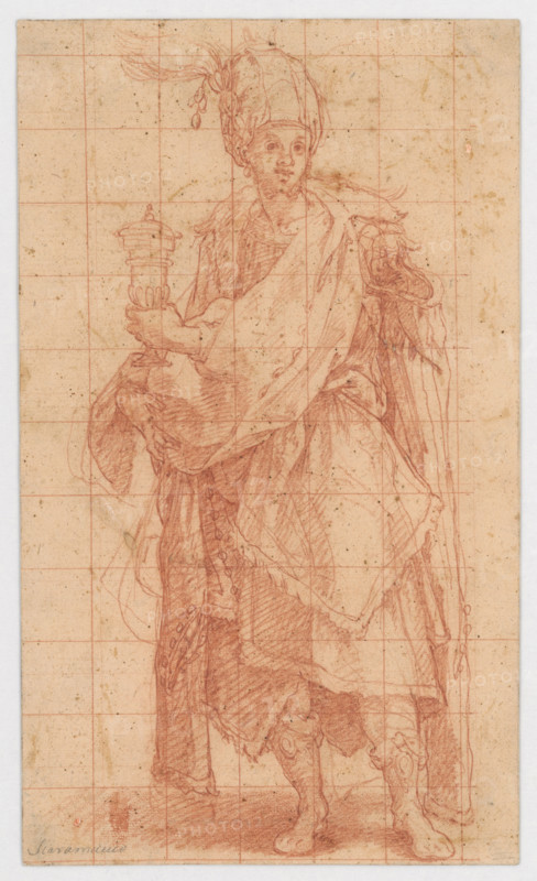 Study of a male figure with a goblet (one of the kings from "The Adoration"), 1550/1600.