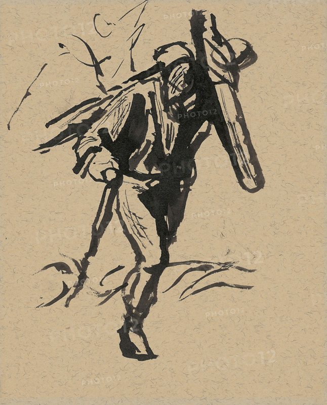 Man carrying a cross, 1940-1944.