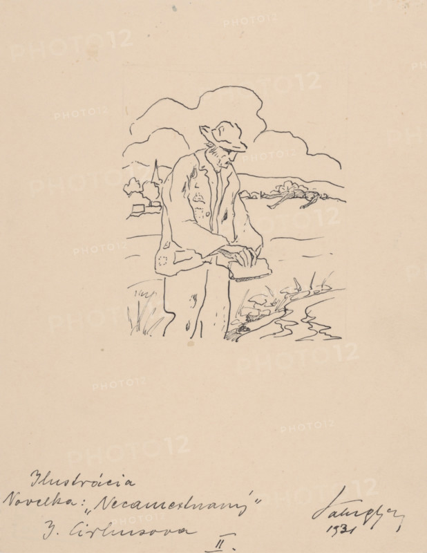 Unemployed, 1931.   Additional Info: Illustrations for the book - Jolana Cirbusova. Silent battles: fairy tales. Trnava: St. Adalbert's Society, 1932.