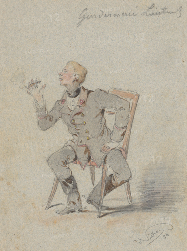 Seated Gendarmerie Lieutenant, 1854.