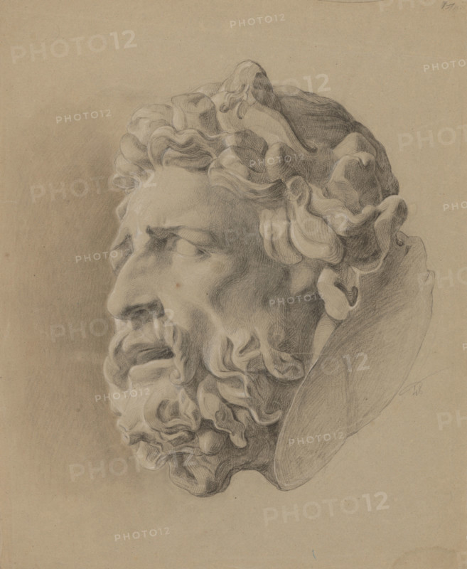 Study of a man with a beard based on a plaster cast, around 1848.
