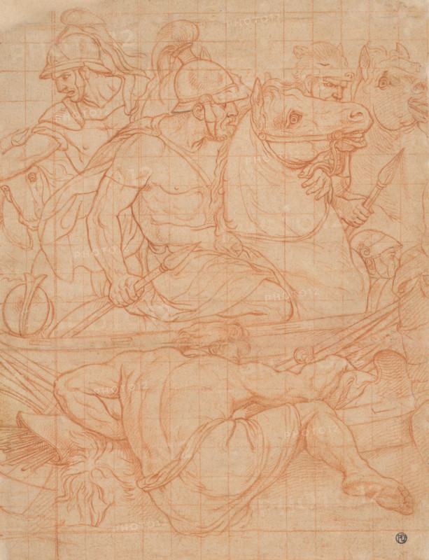 Fragment of cardboard for the painting of Constantius, the battle against Max..., around 1490-1530.