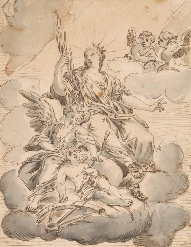 Madonna with angels on the clouds, 2nd half 18th century.
