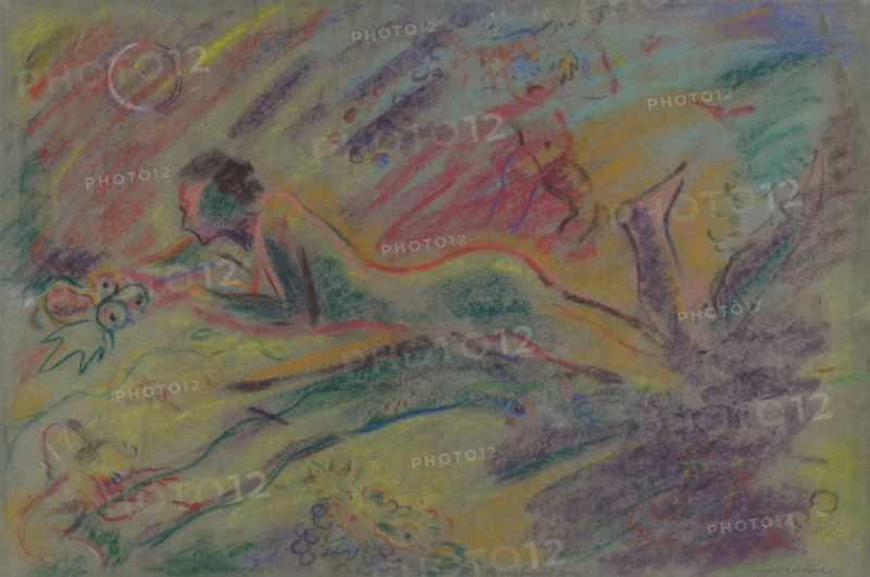 A reclining female nude in the countryside, 1933-1944.