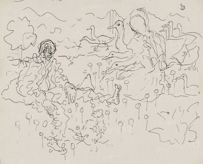 Man with geese, c1935.