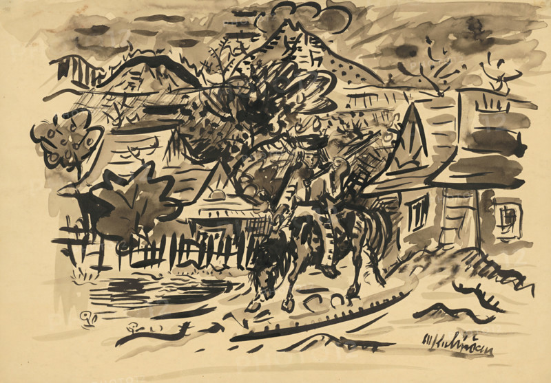Man from Orava on a horse, c1935.