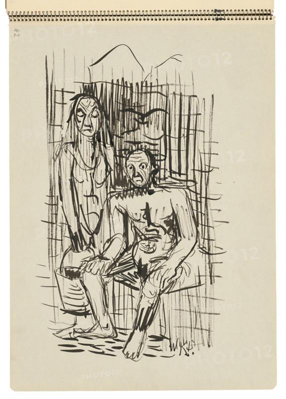 Sketchbook 22 Man and Woman with a Bucket, 1st half 20th century.