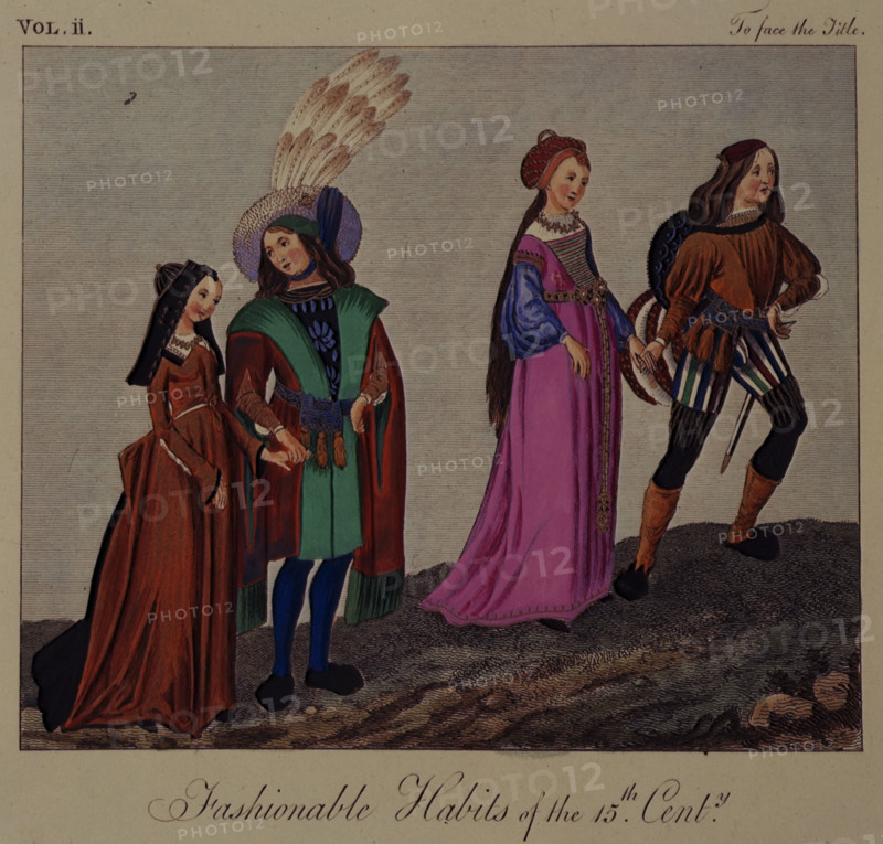 'Fashionable habits of the 15th Century', 1842.  Creator: Unknown.