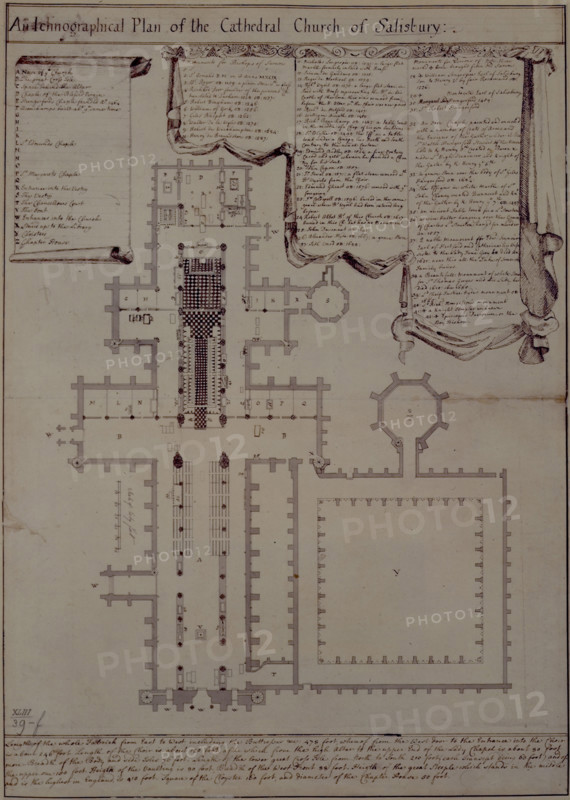 An Ichnographical Plan of the Cathedral Church of Salisbury, 1720-1780.  Creator: Unknown.