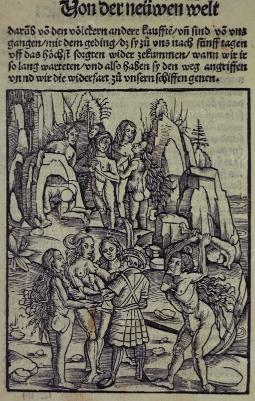 A European about to be attacked by an indigenous person,1509.  Creator: Unknown.