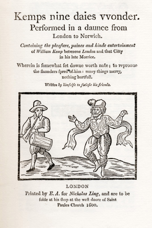 Title page from "Kemps nine daies wonder", 1600, (1884).  Creator: Unknown.