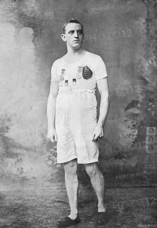 Portrait of the athlete CA Bradley, 1896.  Creator: Sellman & Co.